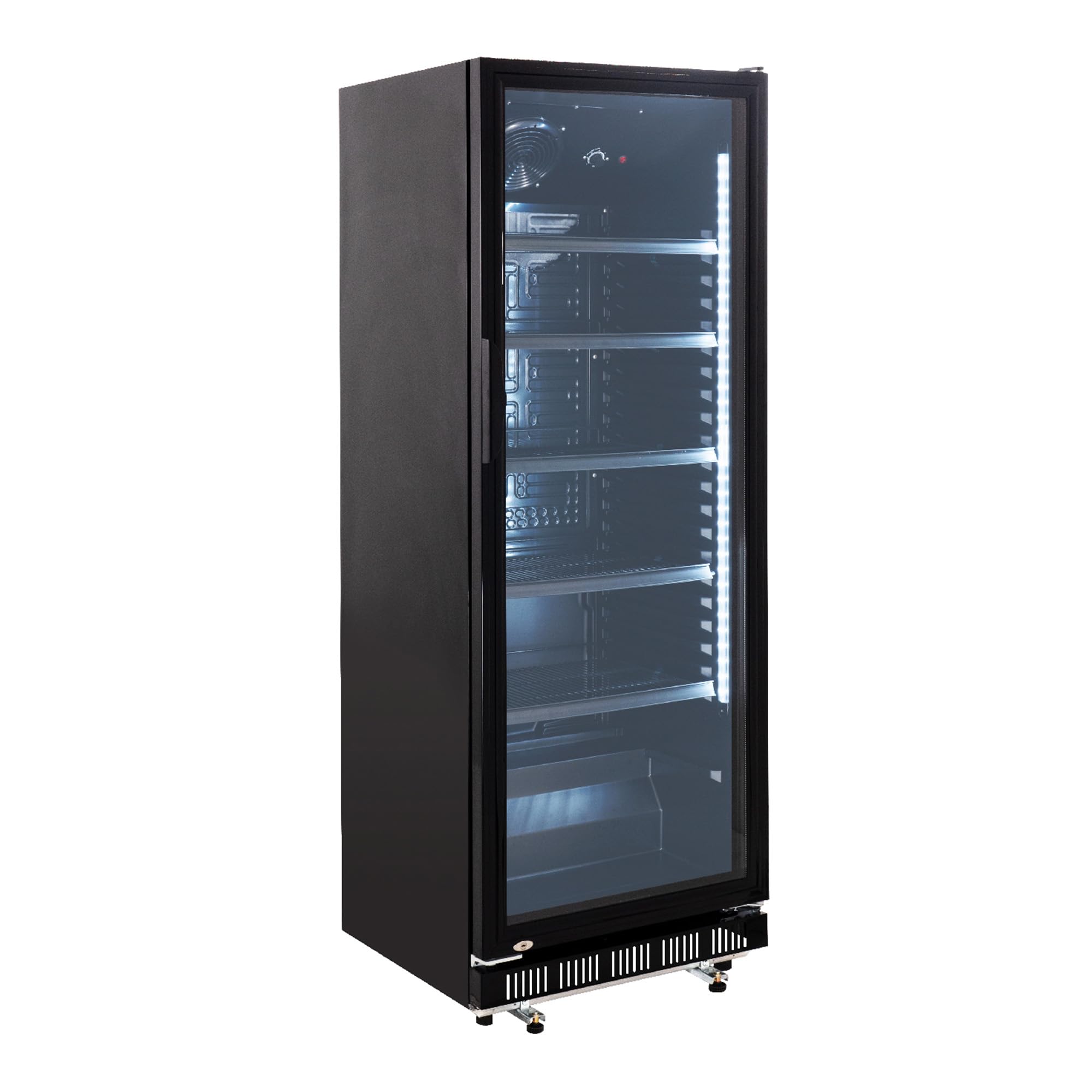 GastroHero Getränkekühlschrank GKS-360 I 360 L Getränkekühlschrank mit Glastür & LED I Flaschenkühlschrank abschließbar I Bierkühlschrank 0 bis +8 °C
