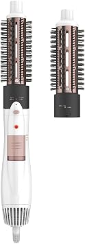 Conair Double Ceramic Hot Air Brush Set | 1000W Double Ceramic Two 1 14 In. and 1 12 In. Interchangeable Thermal Brushes for All Hair Types, White/Rose Gold, BC171AMZ