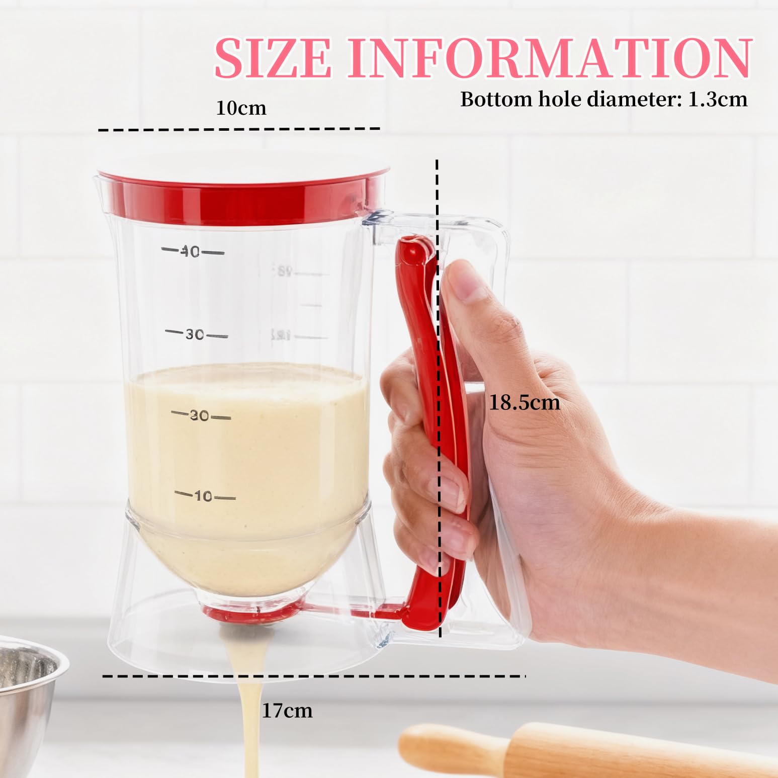 Distributeur de Pâte à Gâteau 900ML Distributeur de Pâte 900ML avec Brosse Distributeur de Pâte à Crêpes Verseur Pate a Crepe Outil de Cuisson de Pâte pour Gaufres Crêpes Muffins Pâte à Frire