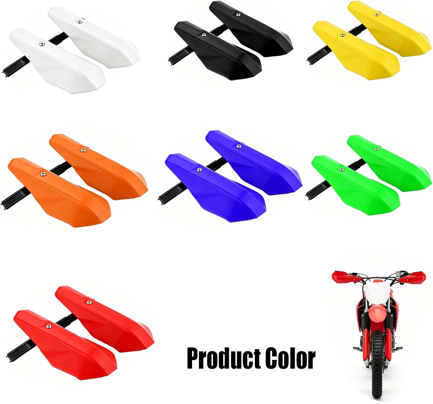 Universal Motorcycle Handlebar Protection Hand Guards Handguards Handle Protector Protective Gear 7/8" 22mm and 1 1/8" 28mm for CRF110 CRF50 CRF125 XR100 CRF80 XR70 Dirt Pit Bike ATV (White)