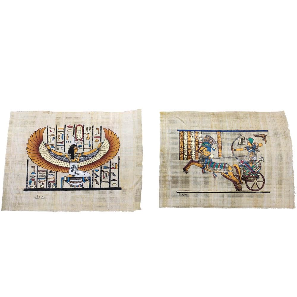 Papyrus égyptiens authentiques peints à la main Isis et Ramsès II de 18x23 cm