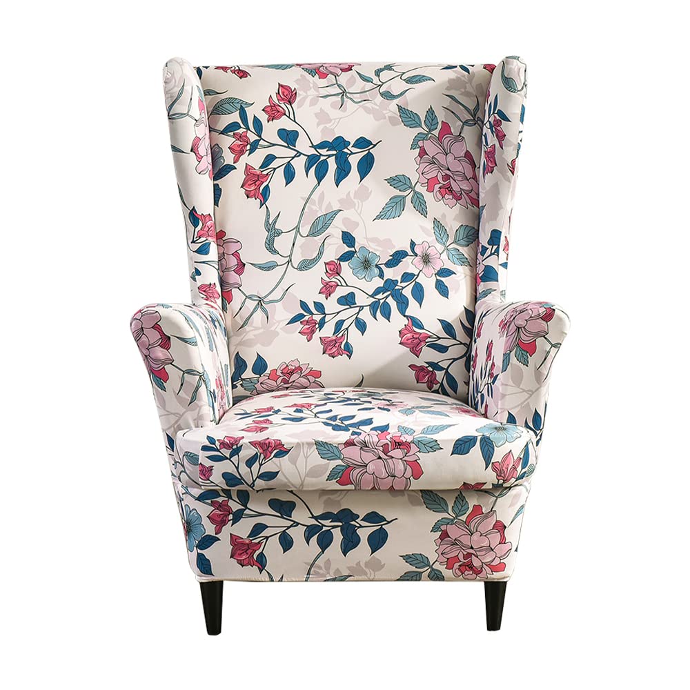 Fundas de sillón orejero elástica 1 Plaza Estampado Fundas para sillones con Respaldo de ala Cubre Sillón para Sala de Estar Aroma de la Tarde