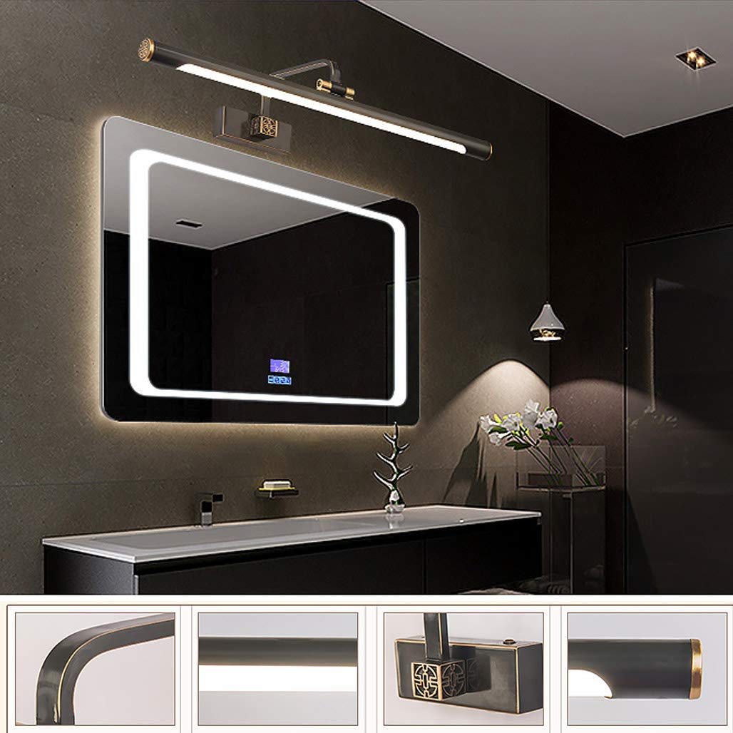 H65 Lampada a LED in Rame per Specchio da Bagno, Impermeabile IP44, Applique Nere, luci per Trucco, Lampada da Bagno a LED, Regolabile a 180°, 3000K, L57cm 400 Interessante
