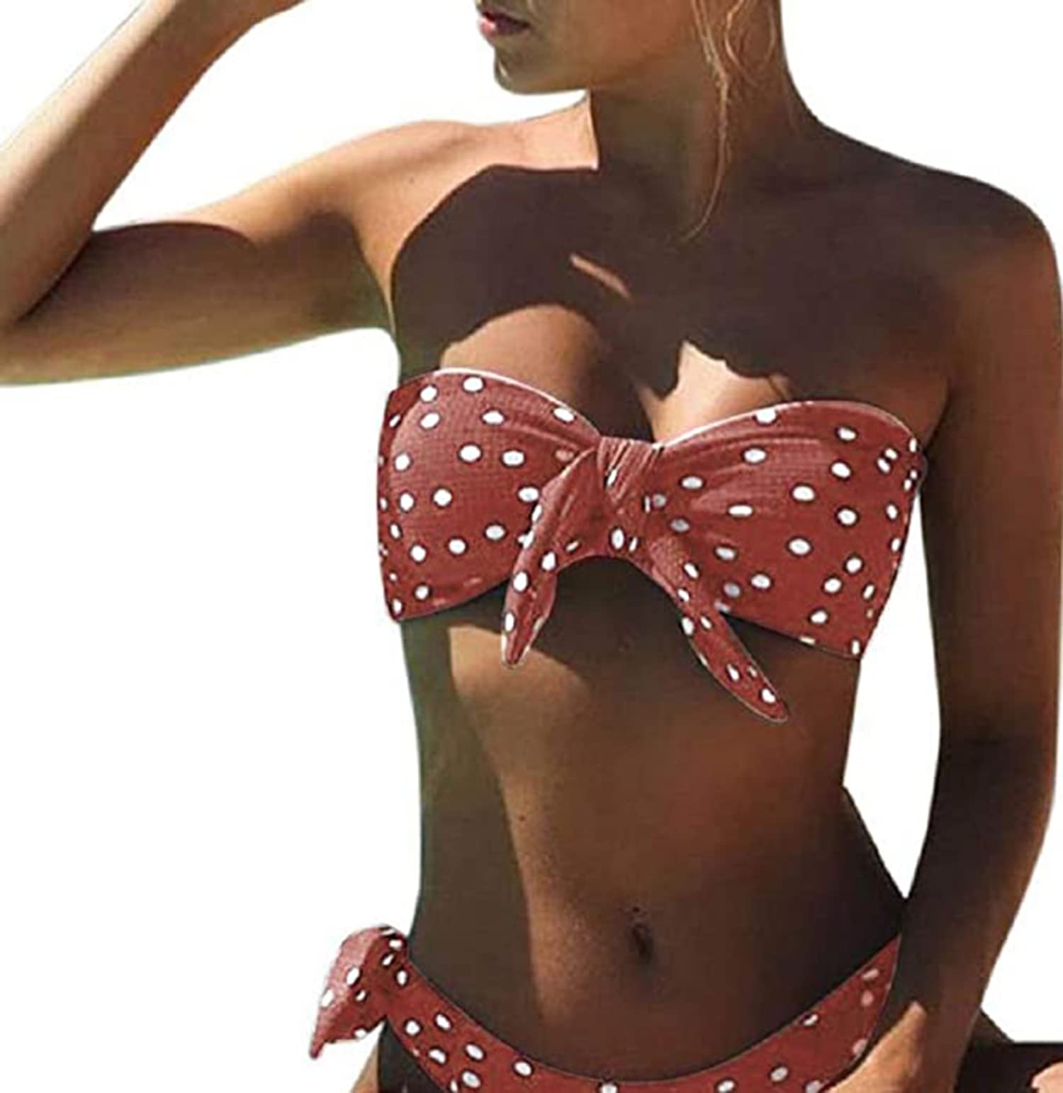 UMIPUBO Bikini Mujer Dos Piezas Ropa con Estampado de Lunares Push-Up Traje de baño con Lazo Acolchado Conjunto de Bikini de Playa Acolchado Bañador