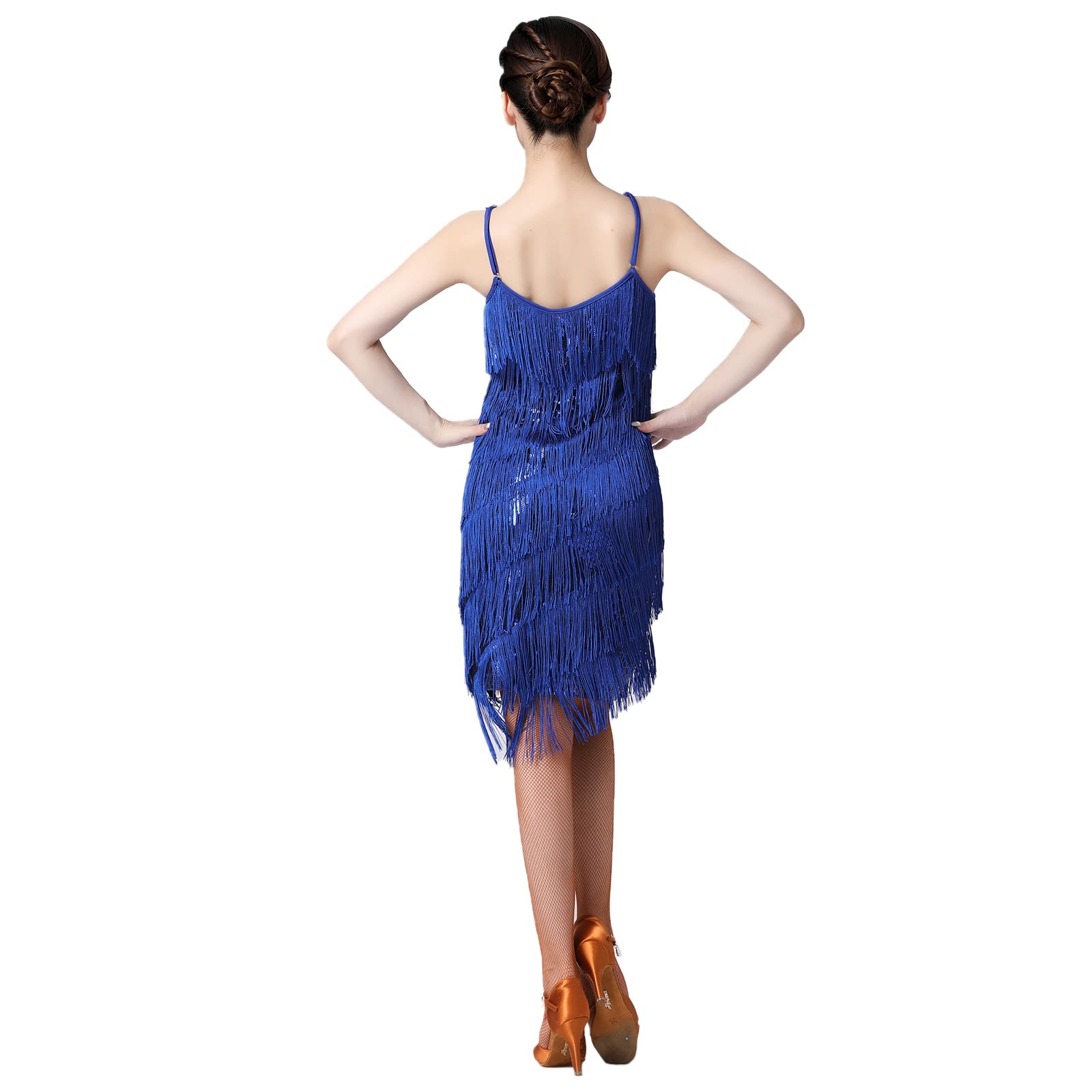 FYMNSI Robe garçonne à paillettes pour femme – Style rétro Gatsby des années 1920 – Robe de cocktail, de danse latine, salsa, samba, rumba, tango, rave, espace