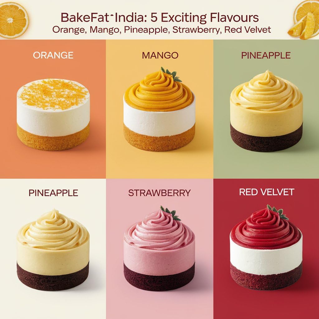 Bakefat India 5 Flavour Baking Emulsion Set (Mango, Pineapple, Orange, Strawberry, Red Velvet) (50ml) - Image 4 thumbnail
