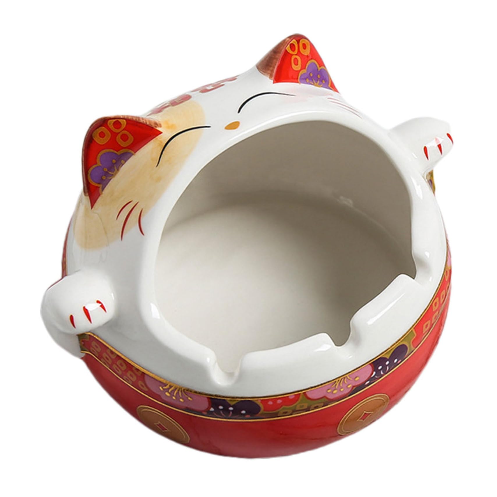 Cendrier chat rouge en céramique avec rangement : le cadeau parfait pour passionnés