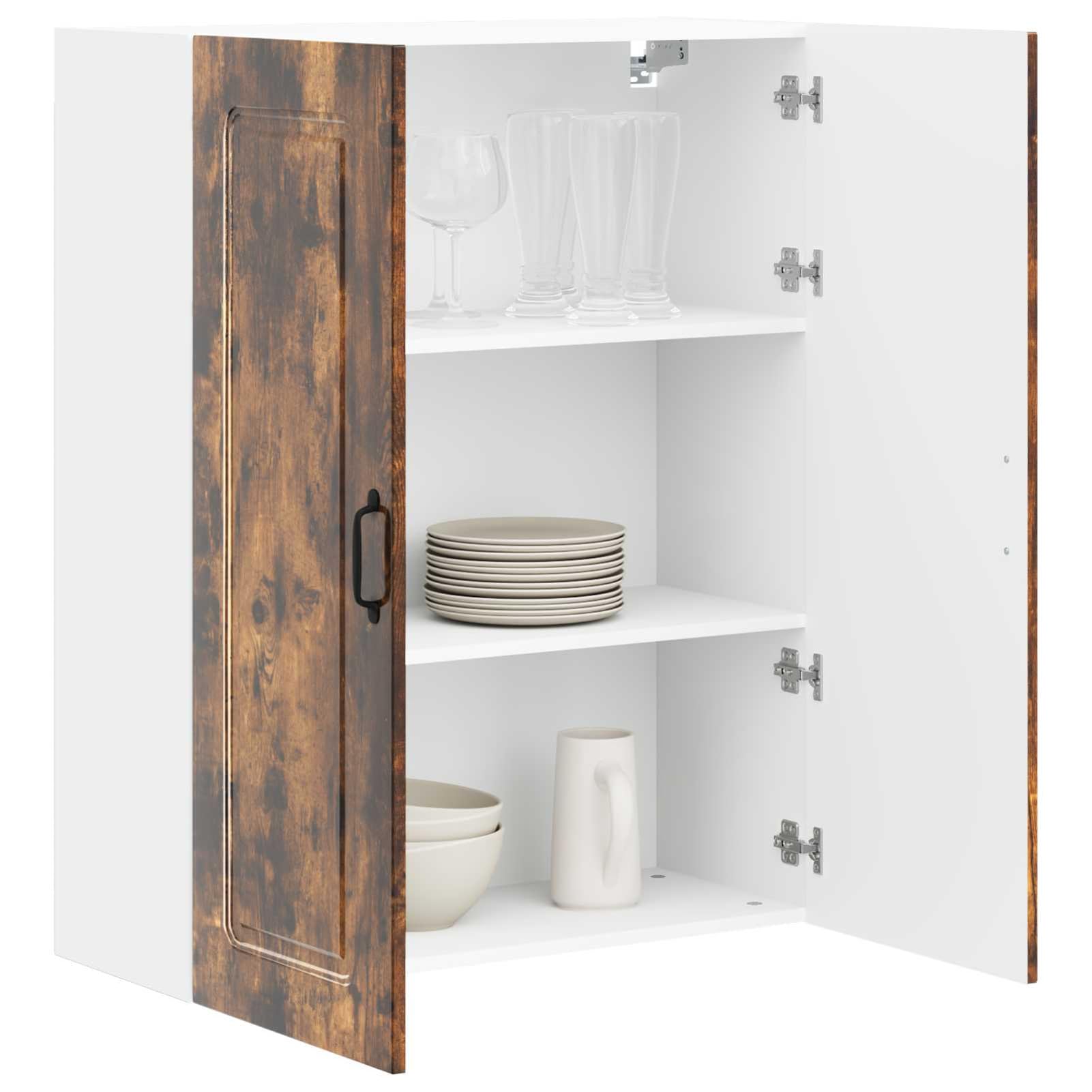 ATOMSTACK MAKER Armadietto da cucina Kalmar - Armadietto da parete in legno di rovere affumicato, 80 x 31 x 100 cm, design moderno con ampio spazio di archiviazione, per cucine moderne e classiche