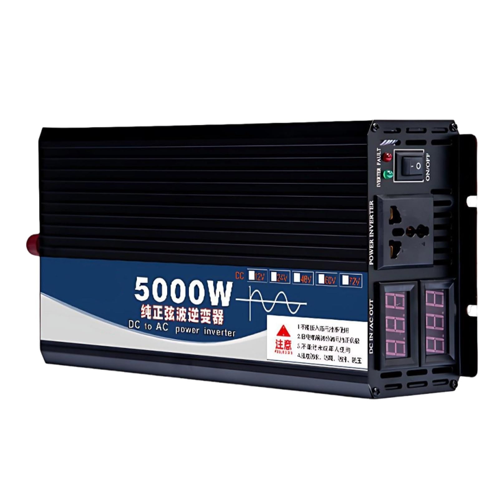 Inwerter do kampera 12V/24V/48V/60V, Inwerter mobilny 5000W/6000W/8000W, niezawodne zasilanie w podróży i w odległych lokalizacjach(5000W,24V to 110V)
