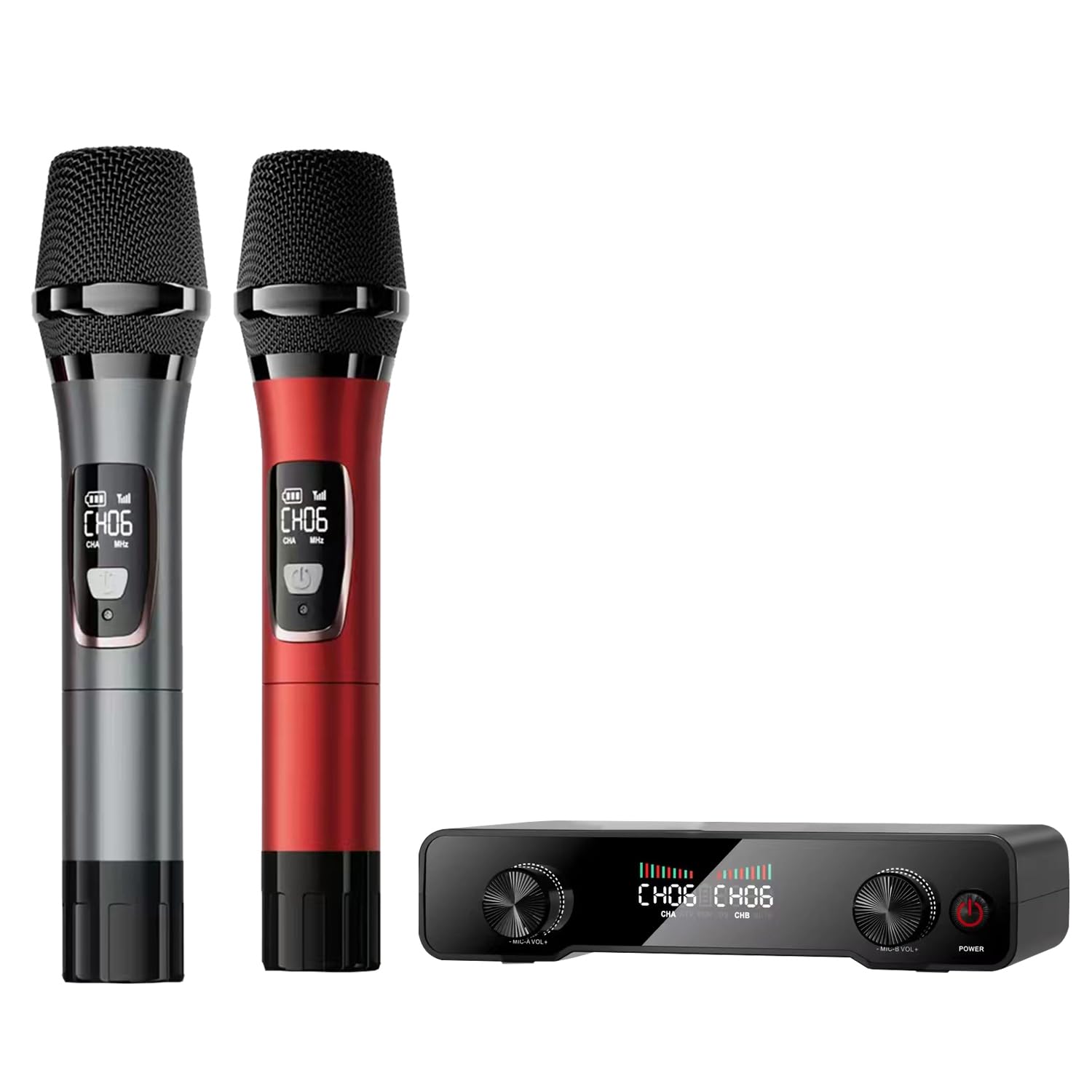 Wireless Microphone,Dual Wireless Handheld Microphones,Professional Mic System,UHF Cordless Dynamic Karaoke Set for Home KTV, Meeting, Party, DJ, 260ft,Mute Function