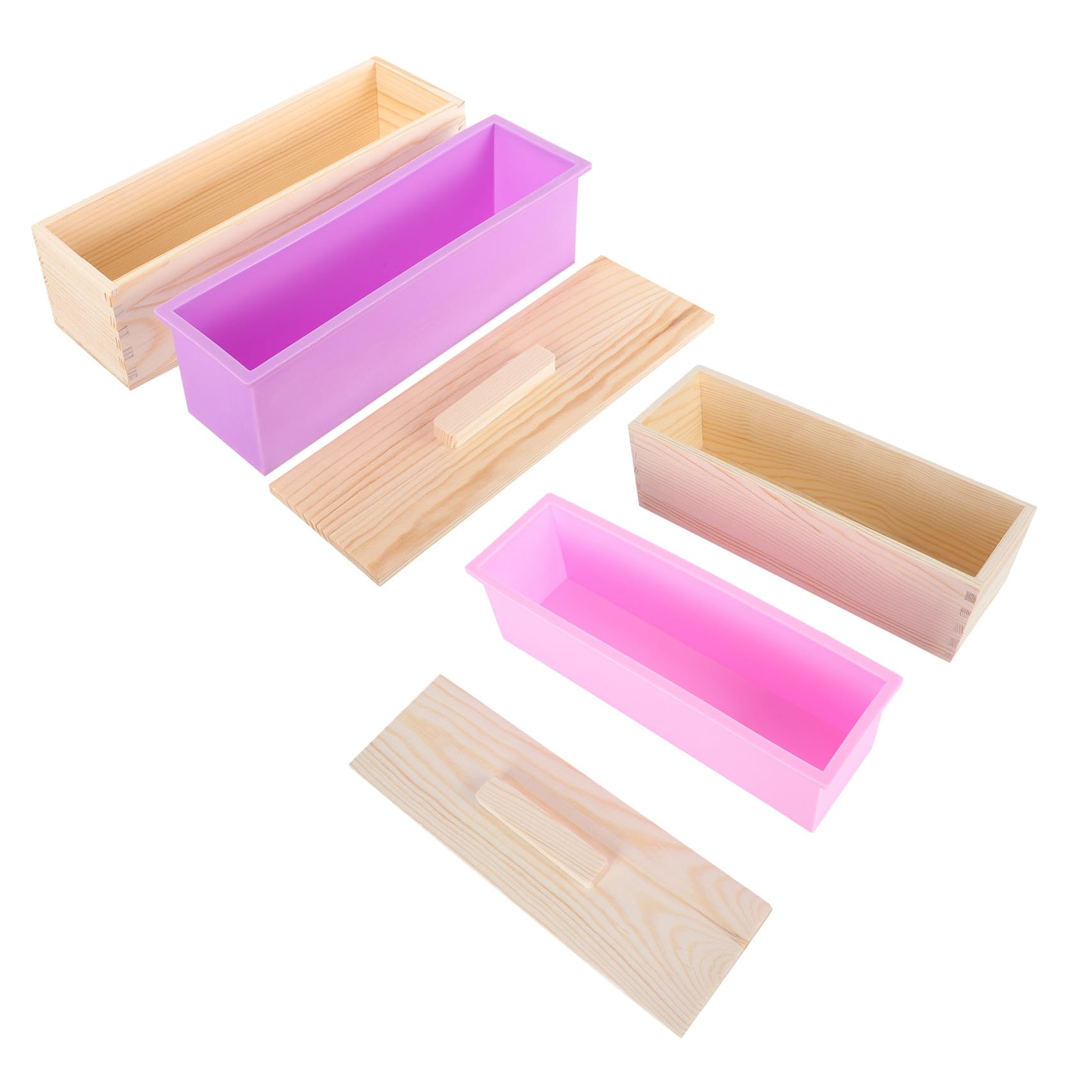 ULTECHNOVO Holzbrotbackform mit Deckel Rechteckige Kastenform aus Holz und Silikon Antihaft-brotform für Sauerteig und Kuchen Mehrzweck-backform für Brot und Seife