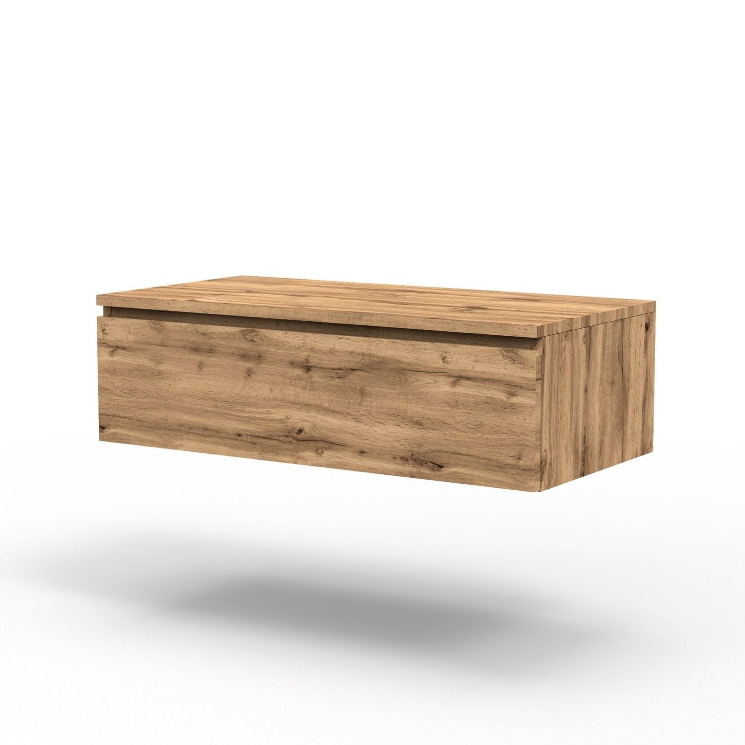 AQA DESIGN accessori casa base con top 1 cassetto, base sospesa in melaminico antigraffio colore quercia, top in melaminico antigraffio colore - Quercia - 90x45x27 cm