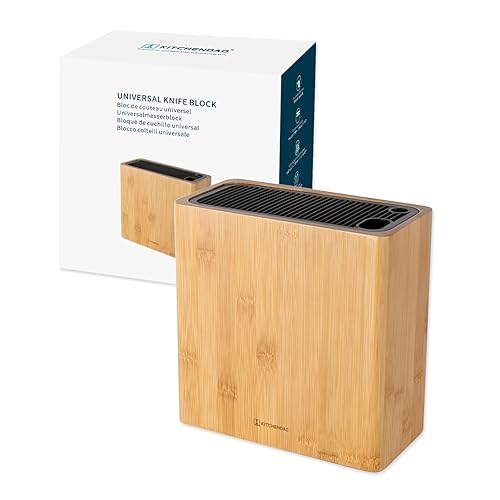 KITCHENDAO XL Bamboo Universal Knife Block Holder with Slots for