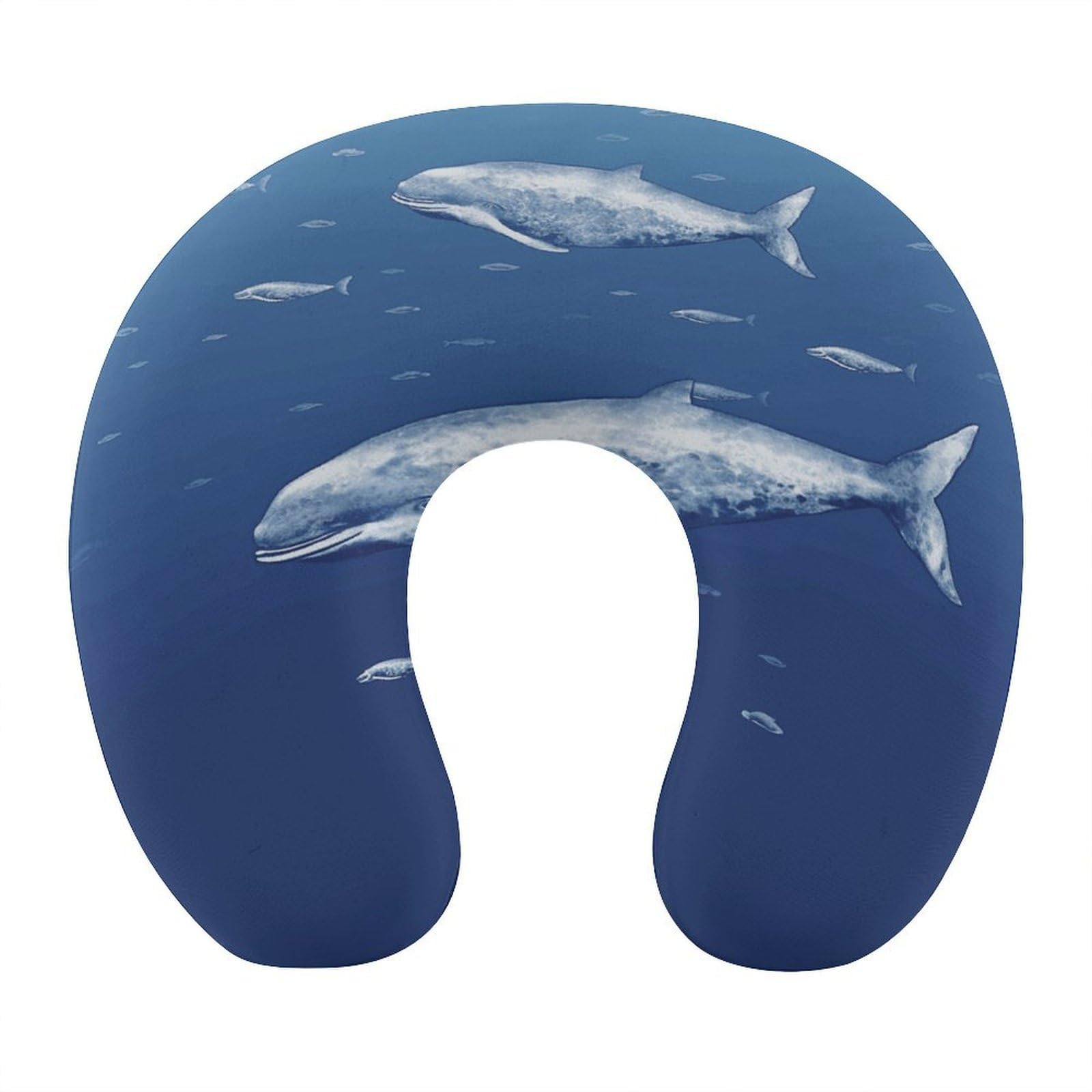 Adfgyerh Style Small Blue Whale Swimming U-Shaped Pillow，Memory Foam Pillow Core，Cushion ，Provide Neck Support ，Travel Pillow，Suitable For Airplanes, Cars, Homes, And Offices.