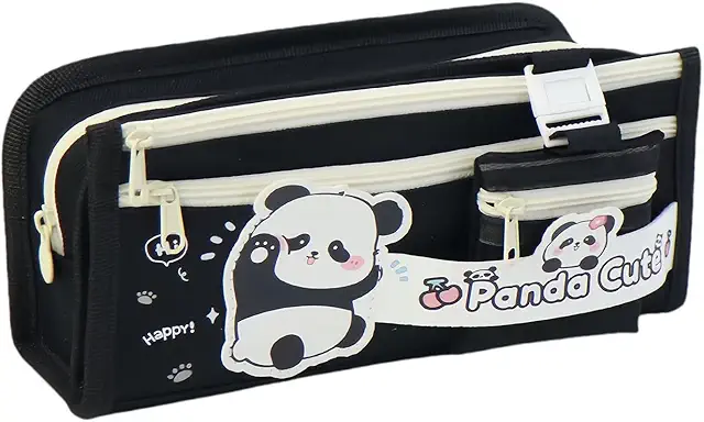Trousse Kawaii Panda Grande Capacité - Étui à Crayons Multi-compartiments pour École