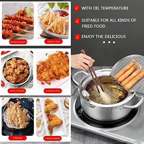 Collfa 304 Stainless Steel Deep Fryers Pot For The Home With Basket And Oil Thermometer Tempura Pot With Lid Oil Filtration Drain System For The Fry Chicken, Chips, Shrimp,Fish And Meat(4L) by Collfa - Image 4