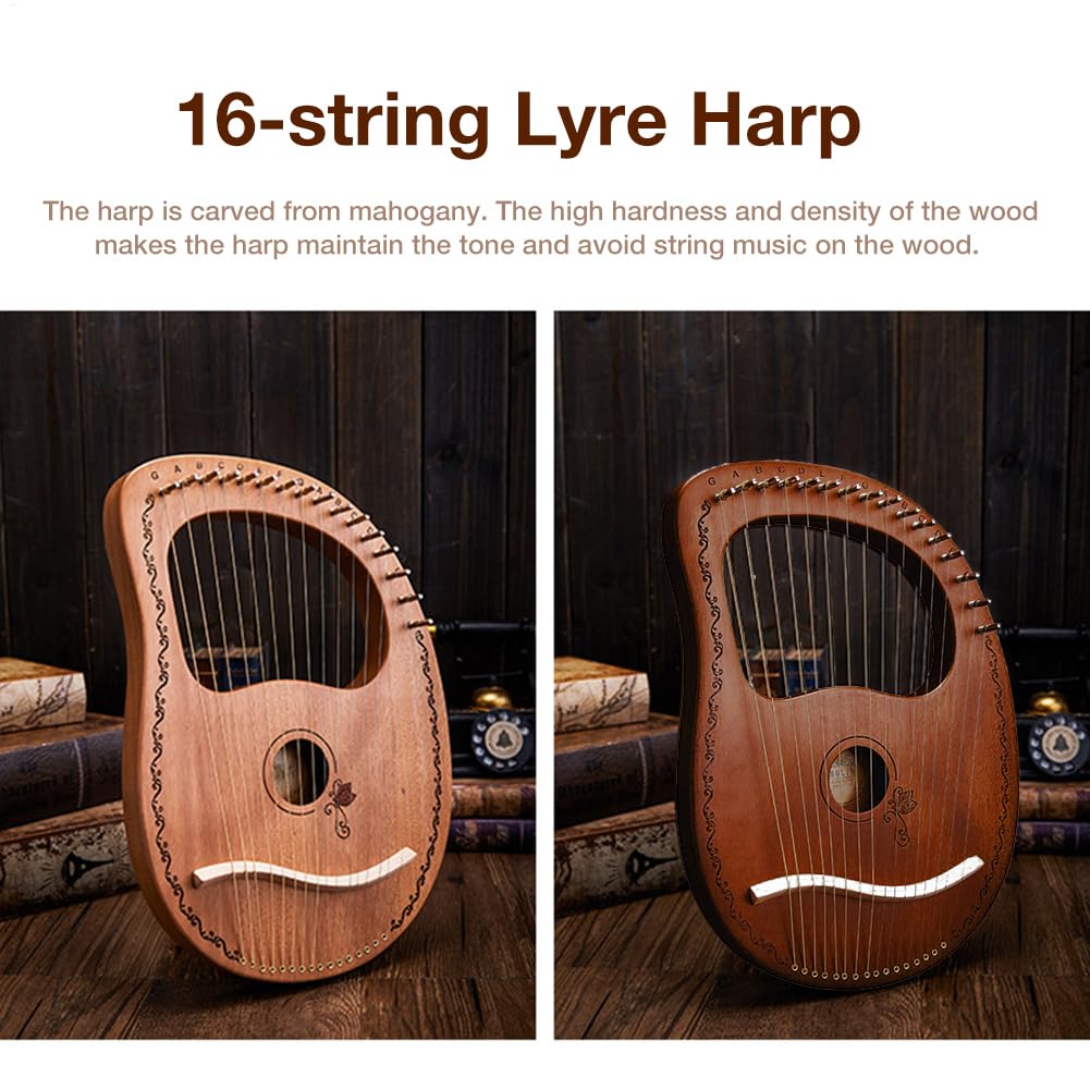Lyre Harp - Lyre 16 Catena | Lyra Harp mogano Strumento | Arpe acustiche | in mogano resistenti, strumento a corda orchestrale professionale per gli amanti della musica corde recog