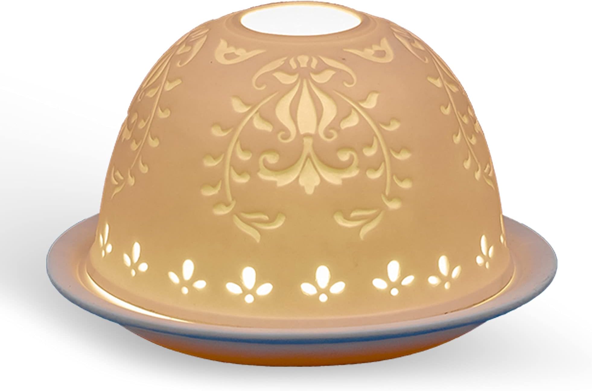 Light-Glow Simple Lace Candle Holder, Fine Porcelain, White, Approx. H8 x Ø12 cm or H3.2 x Ø4.7