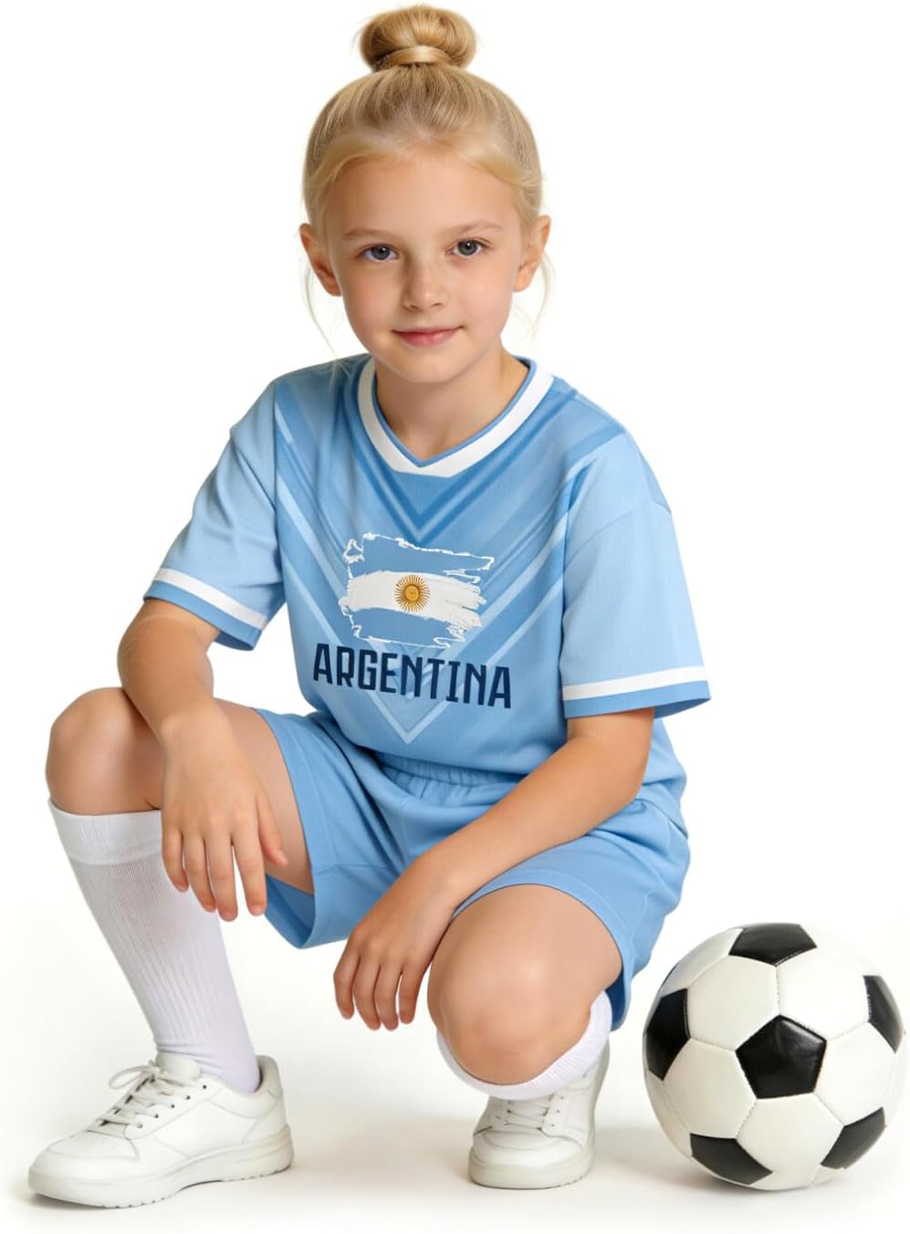 24/25/26 National Flag Soccer Jersey Kit for Kids Youth Boys Girls Sports Uniforms Outfits Fans Gift Shirt Shorts Sets 3-14Y