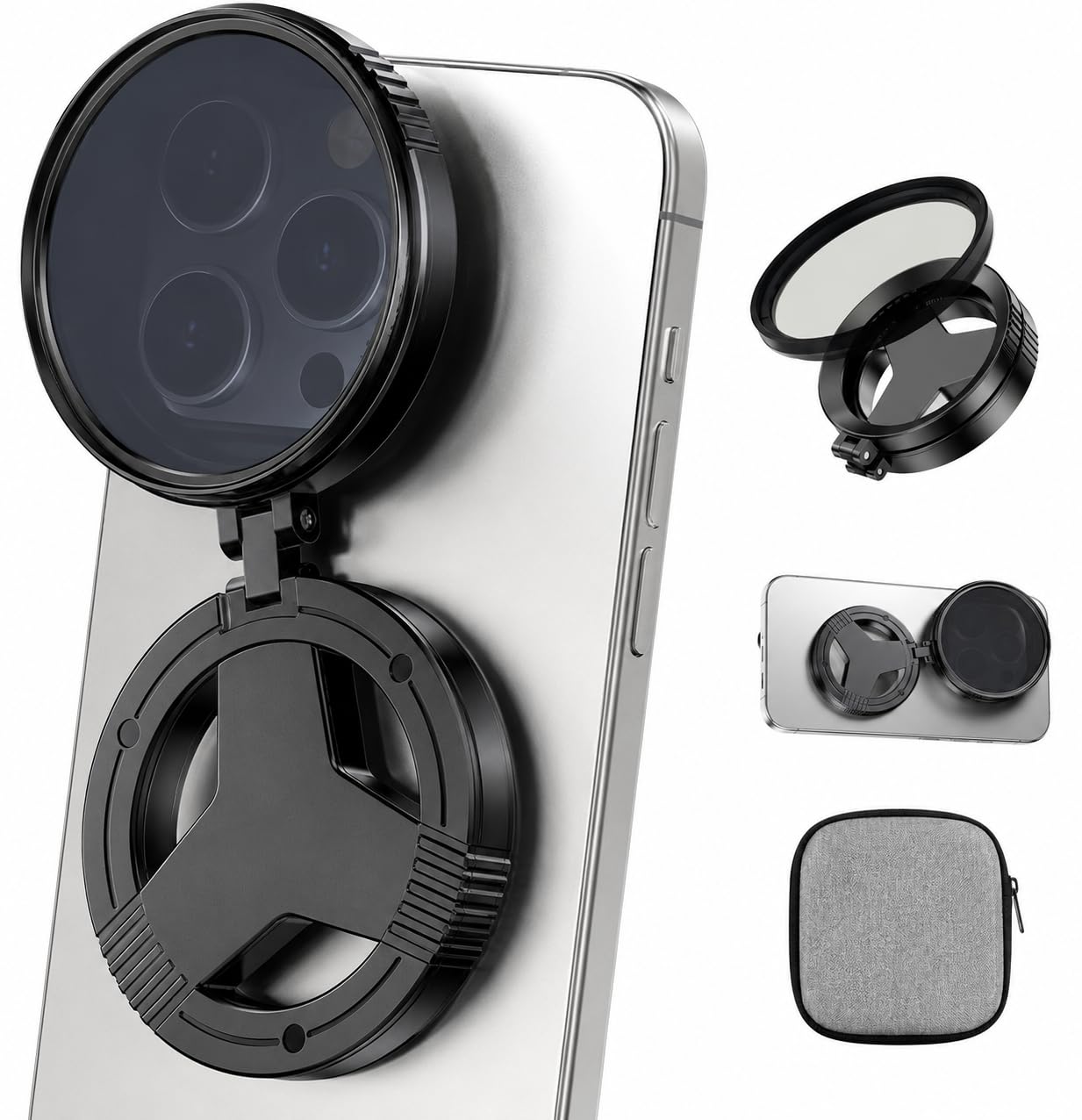 Mobile Camera Lens Kit with 2-in-1 CPL Polarizer & Star Filter, Universal Magnetic Clip for Smartphones, Anti-Glare, Reflection Reduction, Includes Travel Case-image-5