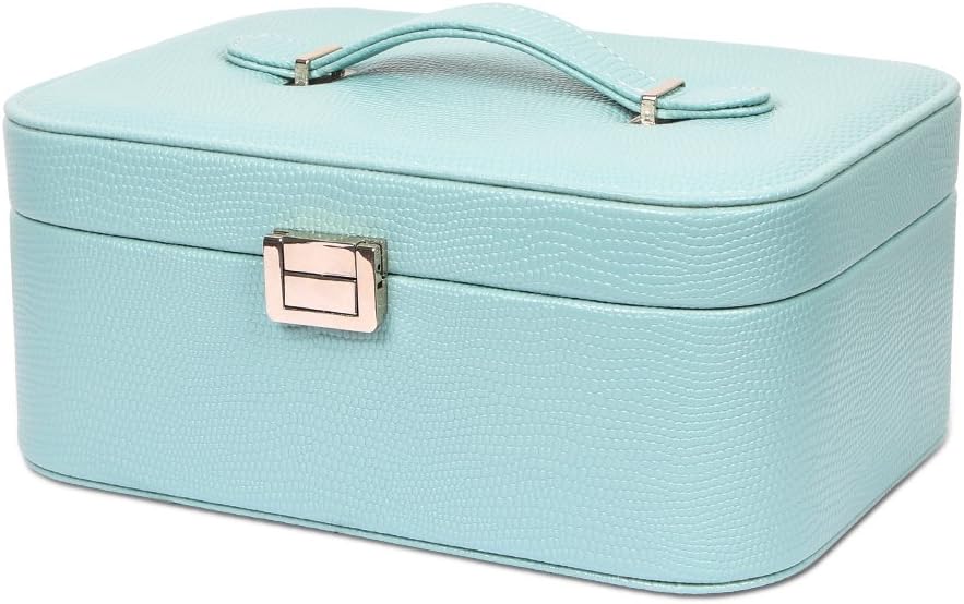 Jewellery Box, LEMAIJIAJU Double-Layer Jewelry Storage Box for Rings, Necklaces, Earrings, PU Leather with Mirror, Perfect as Gift for Girls and Women