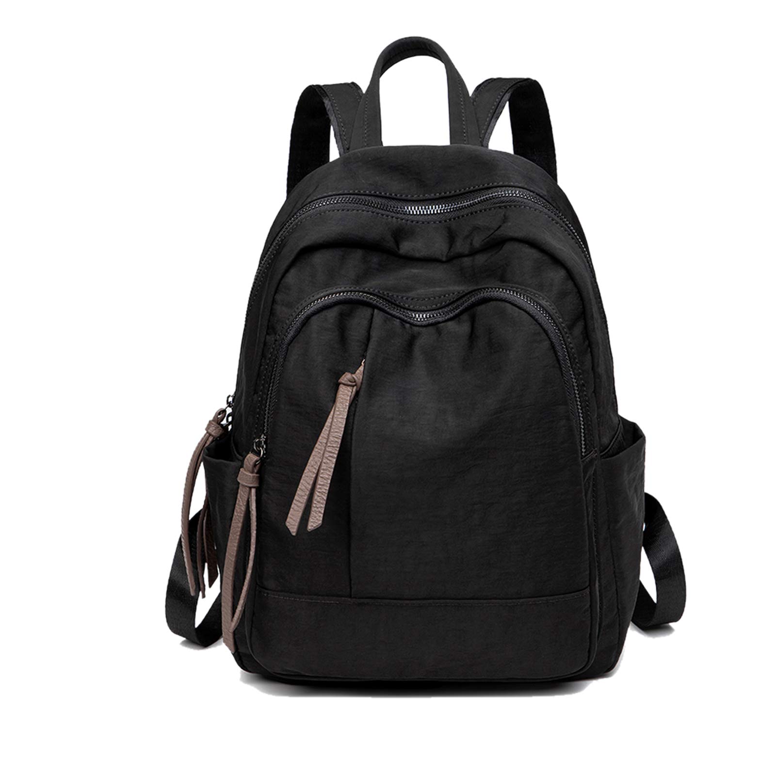 FANDARE Mujer Mochila Casual Bolso Escolar Niñas Livianas Impermeable Backpack Nylon Daypack para Viajes Compras Colegio Conmutar Negro