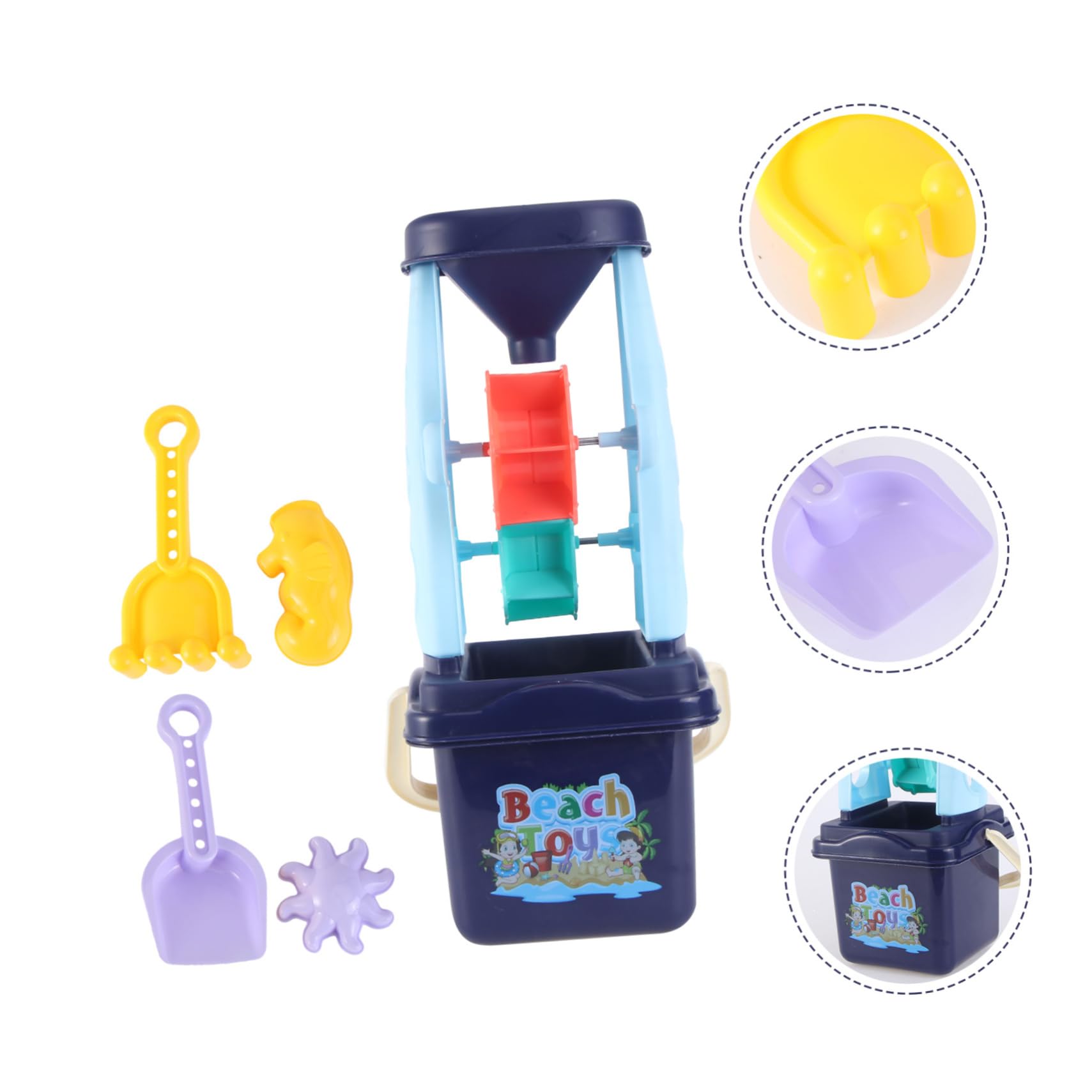 KONTONTY 5Pcs Parent Interactive Beach Trolley Hourglass Sand Shovel Beach Bucket Mixed Colors for Encouraging Creativity and Imagination