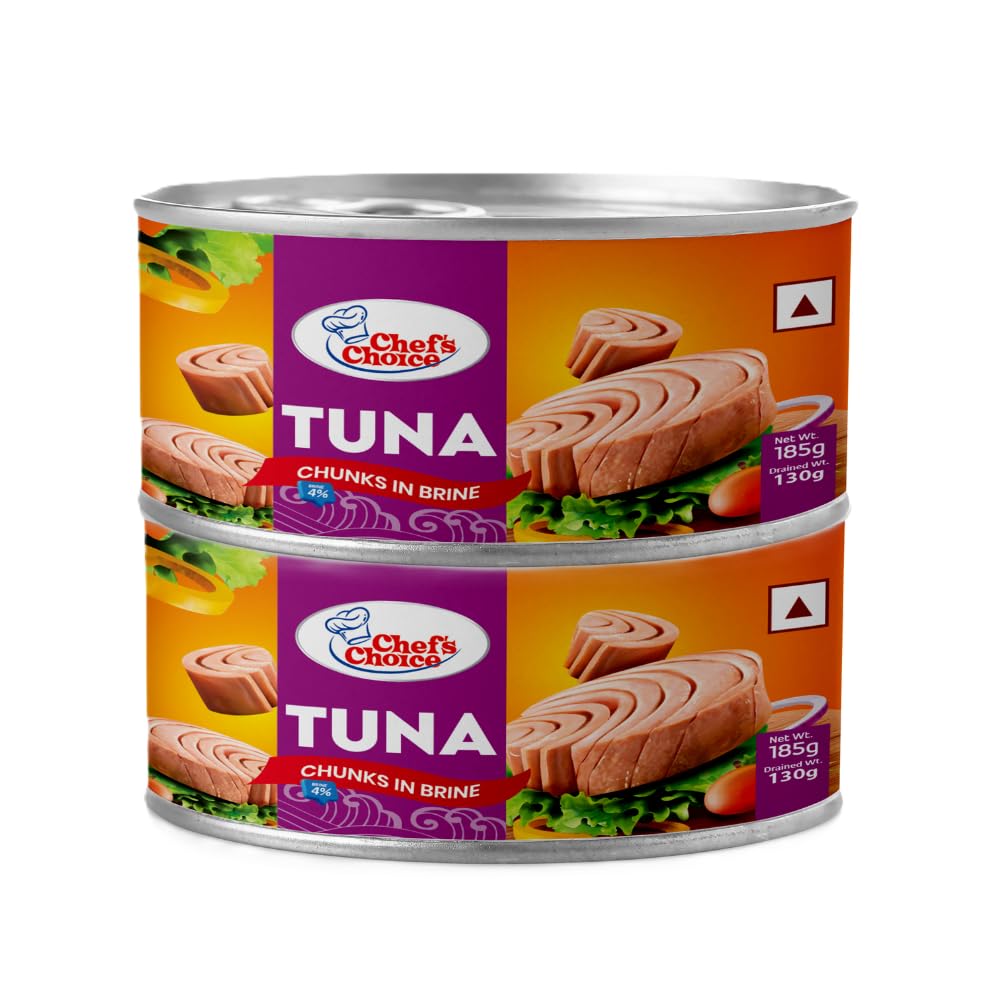Chef's Choice Canned Tuna Chunks in Brine 370g (Pack of 185g X 2) | Immunity Booster | Super-food | Seafood | Essential Nutrients | No Artificial Preservatives | Natural Flavour | Store in Cool & Dry Place-image-29