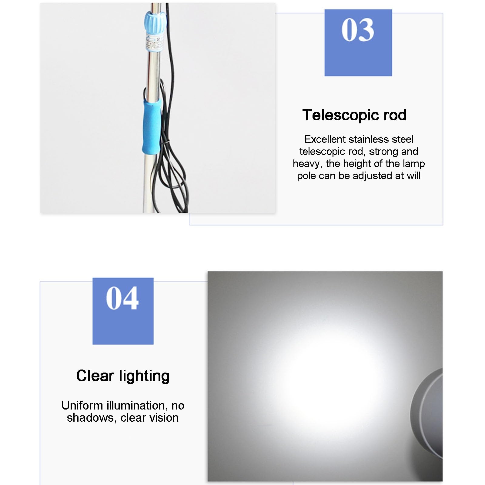 20W Chirurgische Untersuchungslampe, LED Mobile Untersuchungsleuchte, Höhenverstellbar mit Sockel, Zahnärztliche Mundlichtlampe, Schwanenhals Untersuchungslampe