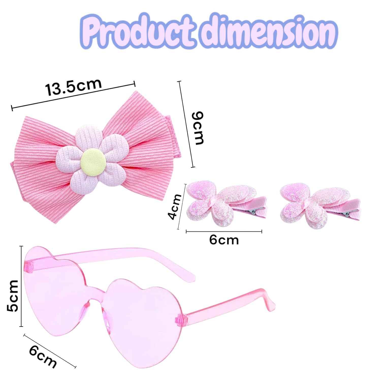 TERA 13 Sunglasses for Kids, Kids Sunglasses for Girls, Goggles for Boys, Colorful Cat Shape Goggles & Hair Clip for Girls, Suitable for Age 4 to 12 Years B-Day & Kanjak GIft (glasswithbowclip1)