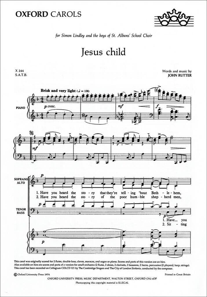 Jesus Child SATB vocal score SATB & piano/orchestra/brass/ensemble Rutter, Jo
