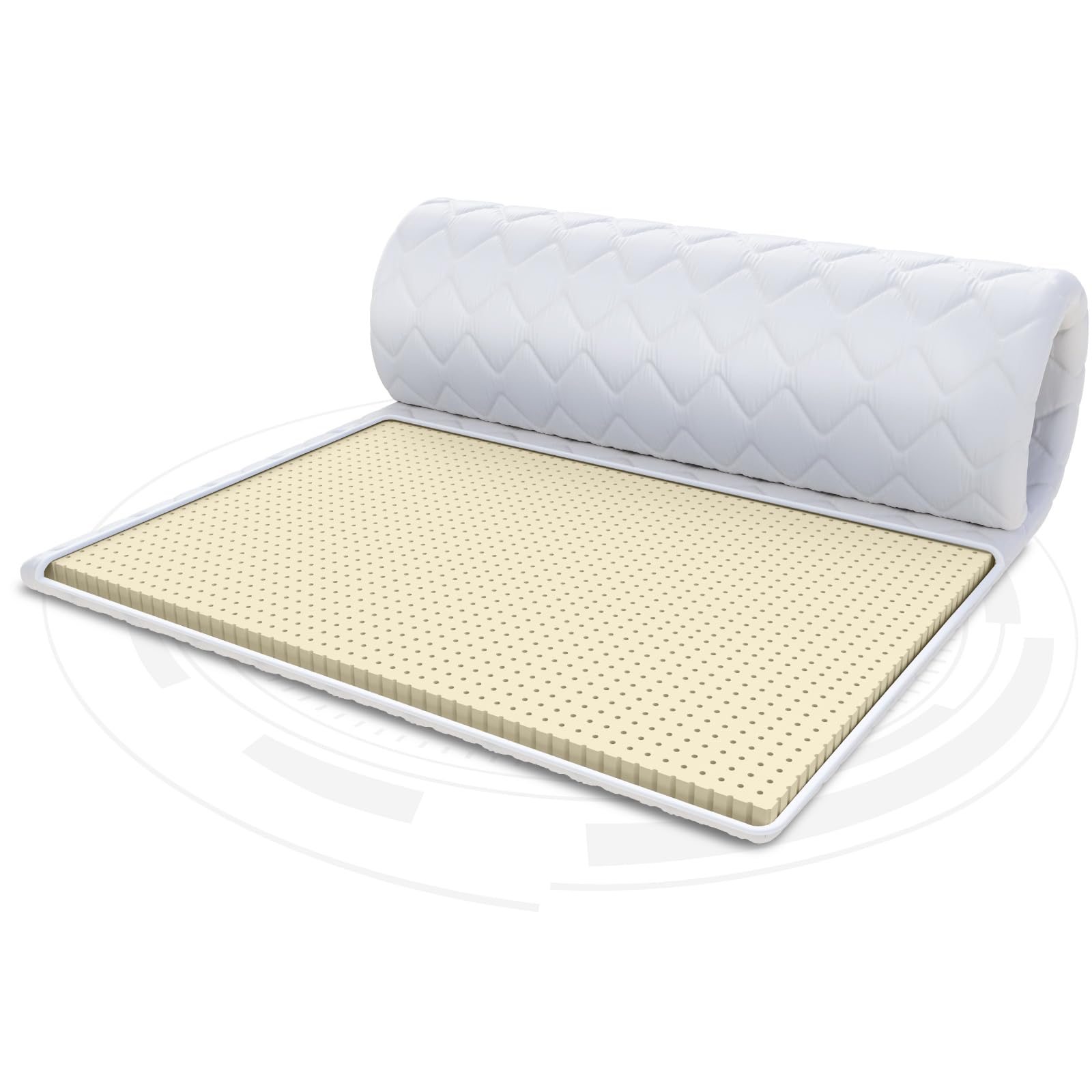 FDM Topper Látex Topper 160 x 200 cm Dureza H3 Altura Aprox. 2 cm Aprox Apto para alérgicos Öko-Tex Blanco