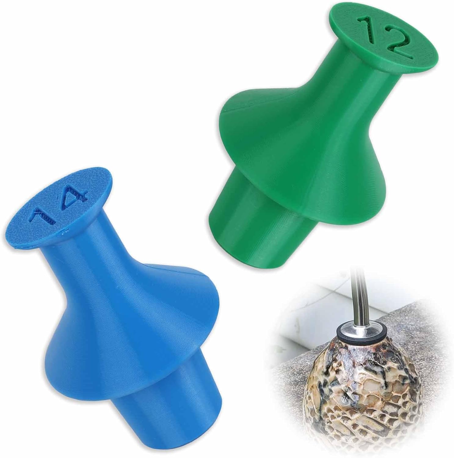 Fybrinth 2 Pack Pottery Oil Spout Gauge Tool for 12% and 14% Shrink Clay, Oil Vinegar Bottle Stopper Gauge for Stand Black Rubber Type Dispenser