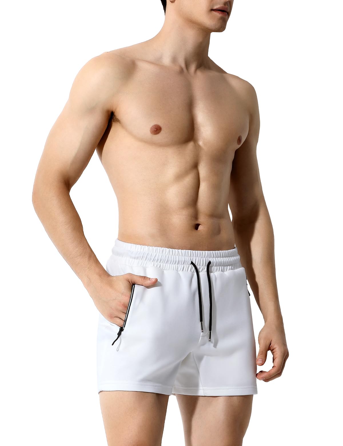 Pantaloncini Uomo Corti con Tasche Zip Running Shorts Abbigliamento Calzoncini Palestra Sportivi Corsa