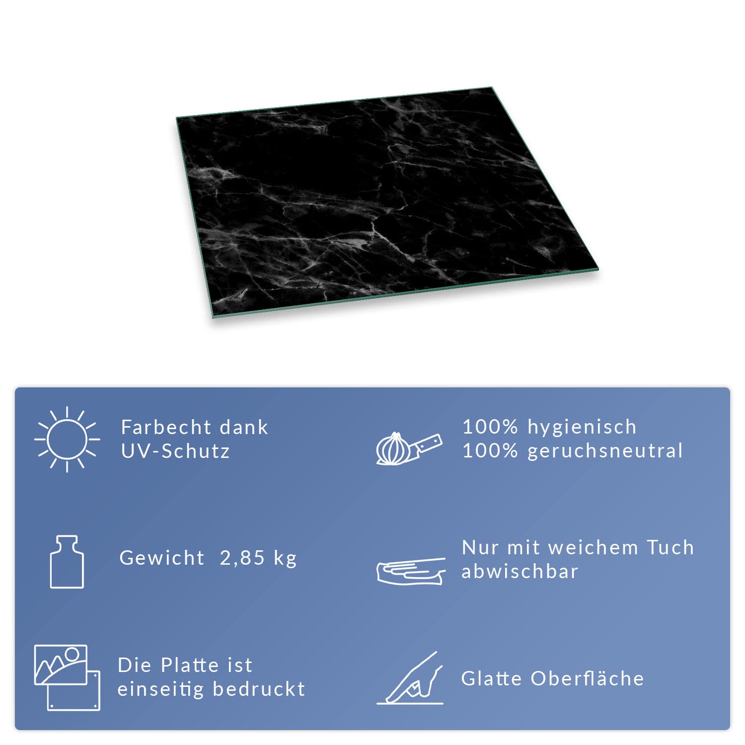 Herdabdeckplatte Abdeckung Ceranfeld Abdeckplatte Schneidebrett 1-Teilig 60x52 Marmor Schwarz- Weiss Spritzschutz Glasplatte Ceranfeldabdeckung Schutz Herdschutz Sicherheitsglas Glasschneidebrett