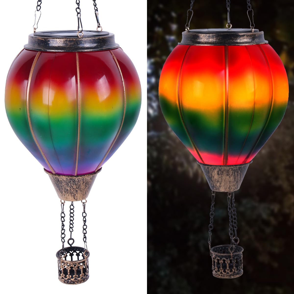 Hot Air Balloon Solar Lantern Hanging Weatherproof Colourful Solar Light