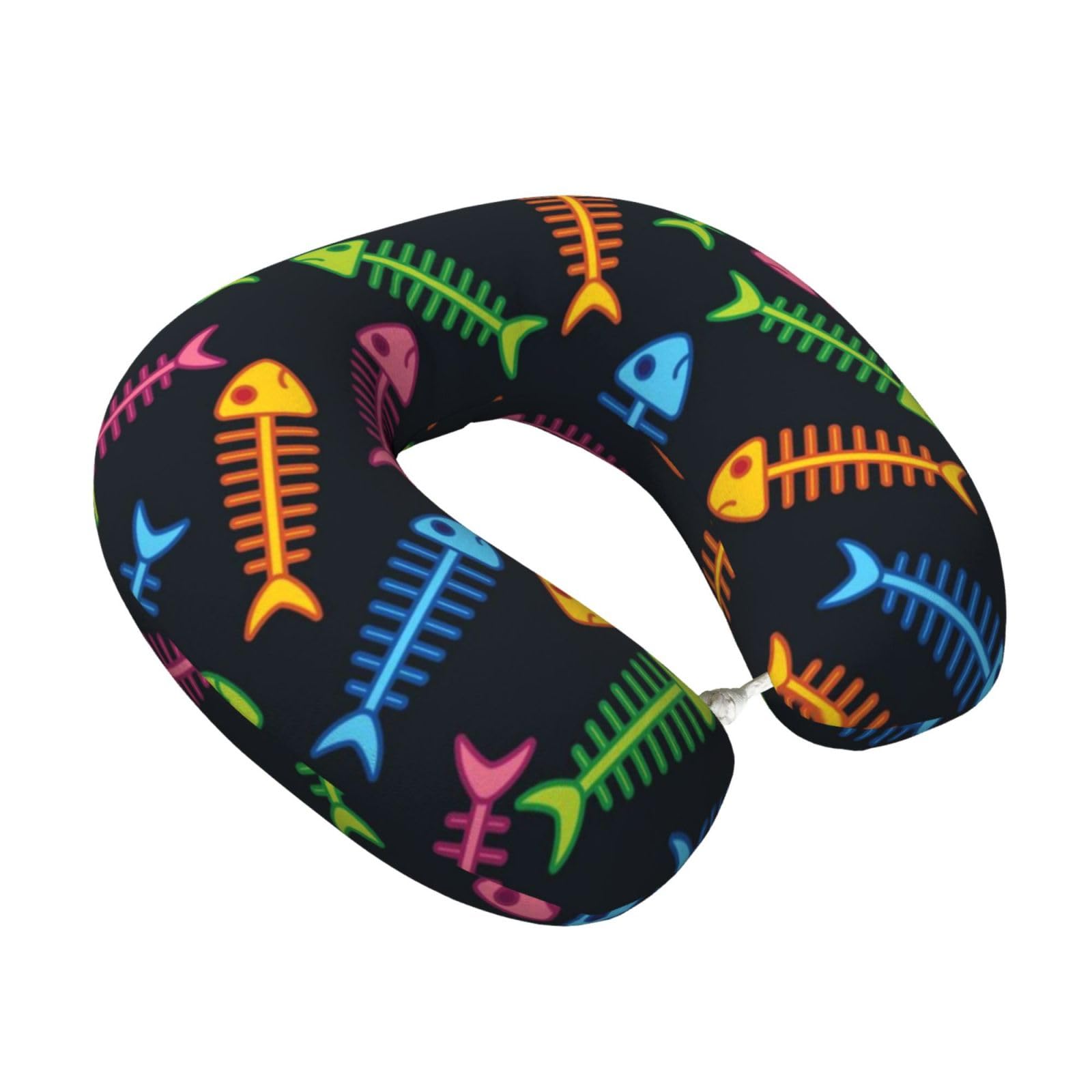 LKYMOH Fishbone, Travel Neck Pillow U-Shaped Memory Neck Support Soft Comfortable With Washable Cover For Airplane Car Traveling and Office
