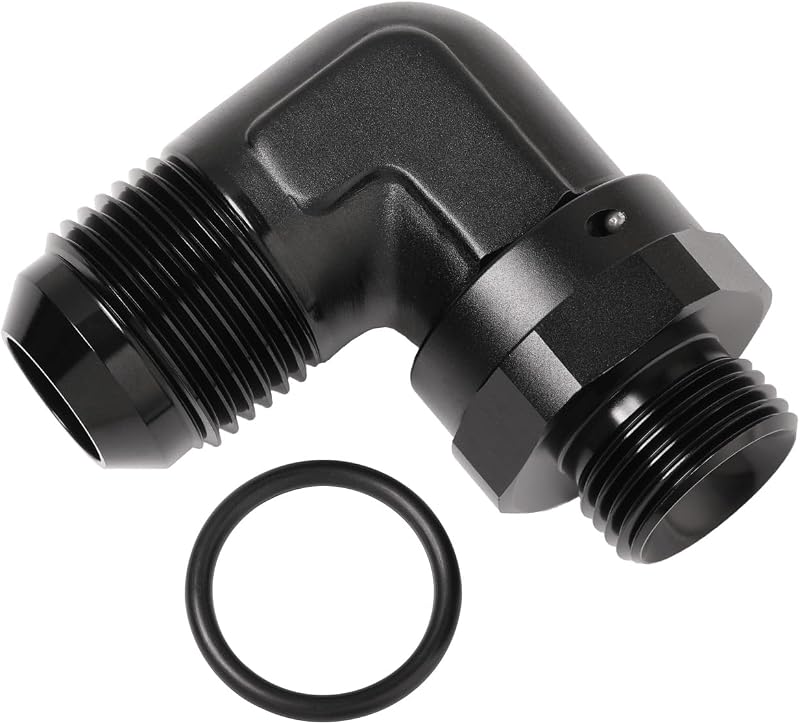 Adaptador de conexão 12AN macho para 10AN ORB 90° giratório Podavelle em alumínio preto – 1 unidade