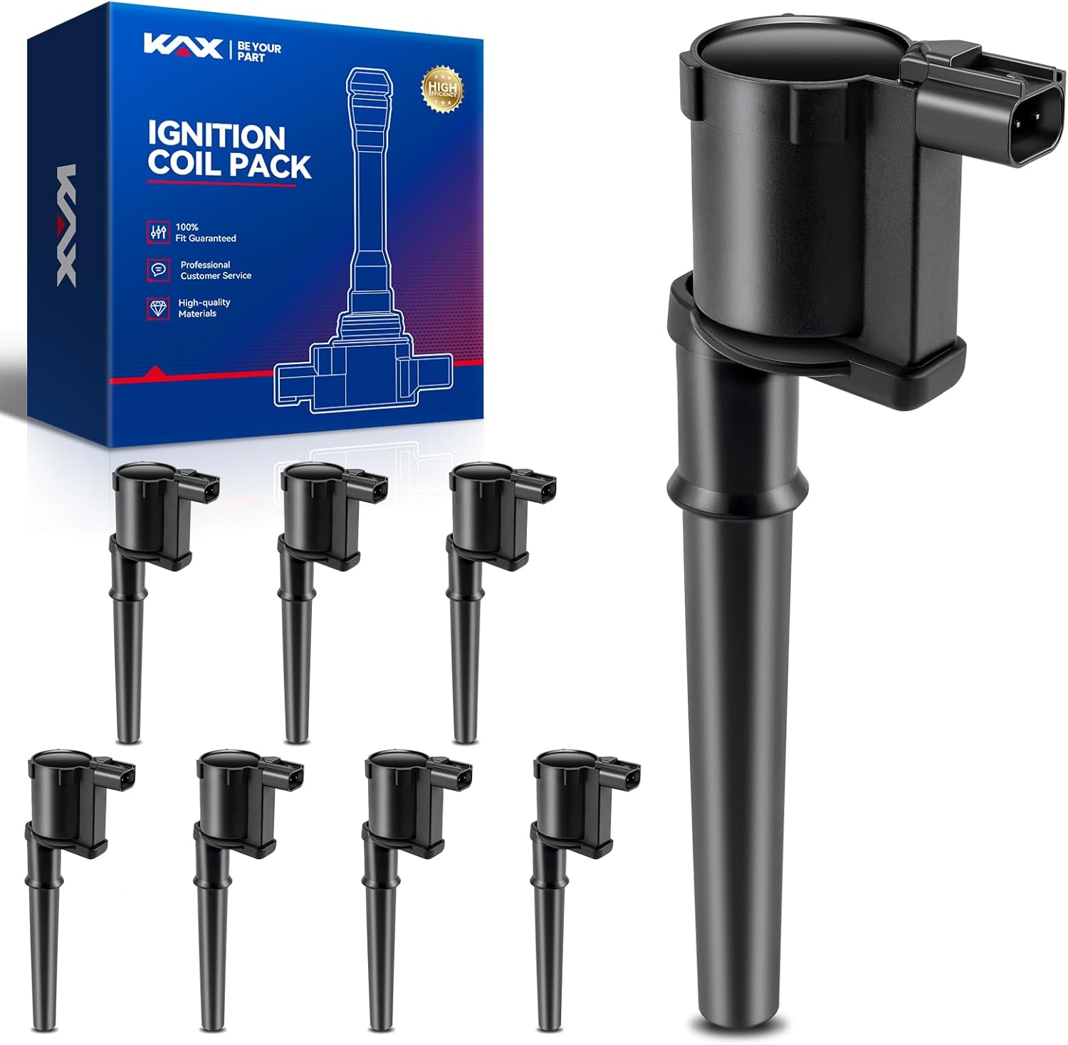 KAX UF191 Ignition Coil 8 Packs Fit for Navigator,Mustang,Aviator,Continental,Mark VIII,Marauder,Blackwood,GT,Avanti,Mangusta,Esperante,AIV Roadster