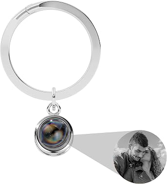 Personalized Photo Projection Keychain Customized Round Photo Keyring I Love You 100 Languages Projection Keychain