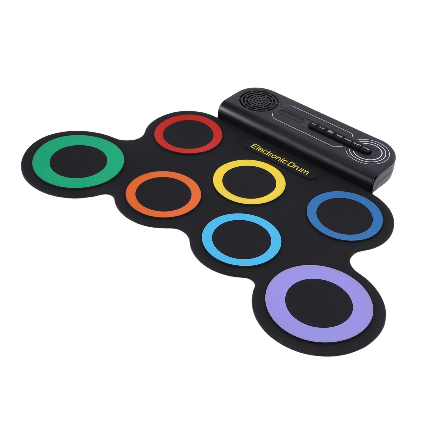 Alomejor Set di Batteria Elettronica Arrotolabile, Pad per Batteria con Altoparlante Stereo Integrato con 7 Pad, 2 Pedali, Ricaricabile per Esercitazione dei Bambini