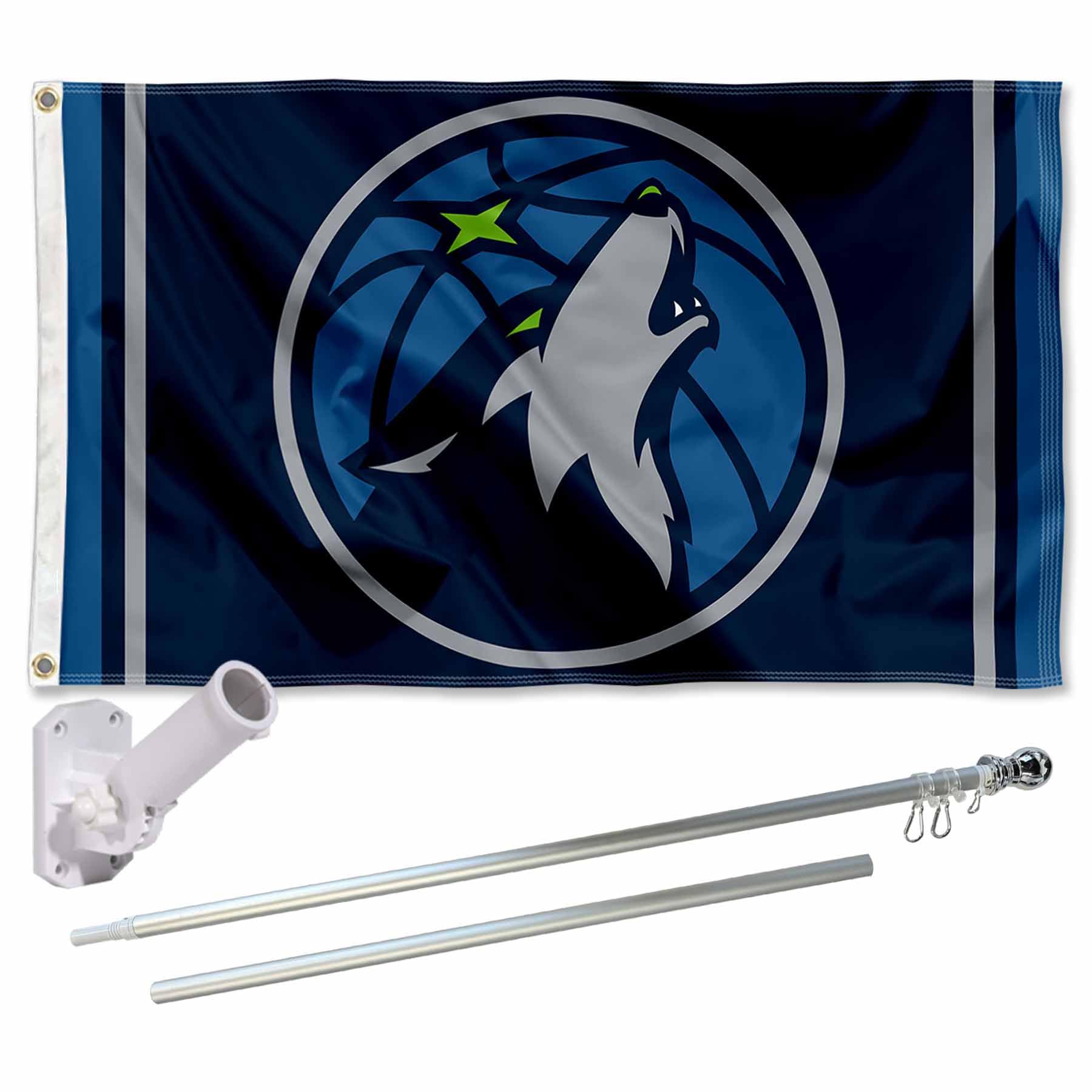 Mât et drapeau Minnesota Timberwolves WinCraft résistant au vent fort - 8