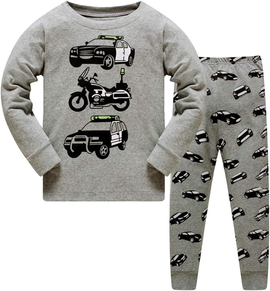 HIKIDS Boys Pyjamas Set Kids Space Rocket Excavator Truck Christmas Clothes Toddler Sleepwear Children Cotton Pjs 2 PCS Long Sleeve Nightwear Age 2-8 Years
