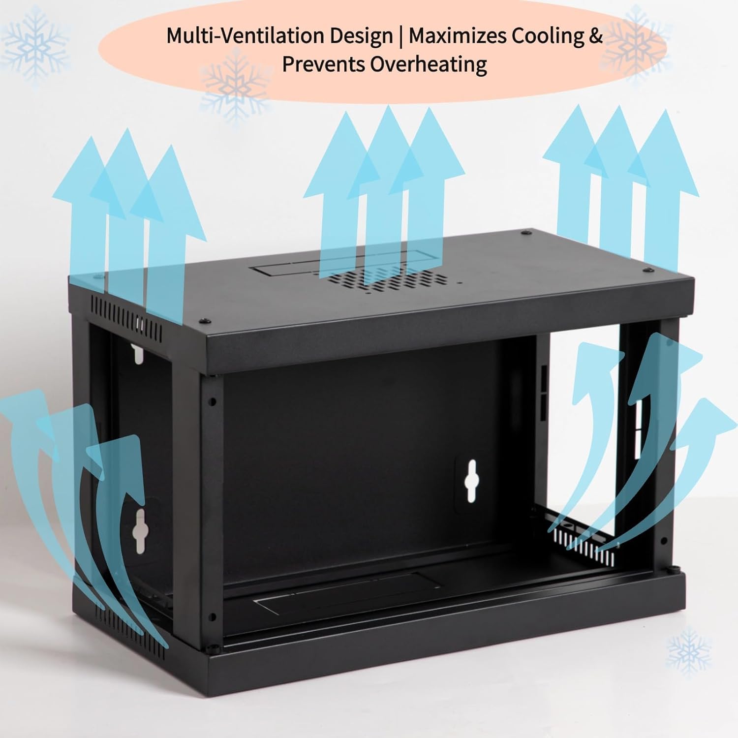6U Server Cabinet for Home Office, Wall Mount Network Rack Enclosure for 19” IT and A/V Equipment with Lockable Glass Door, Removable Side Panels, Computer Data Networking Equipment