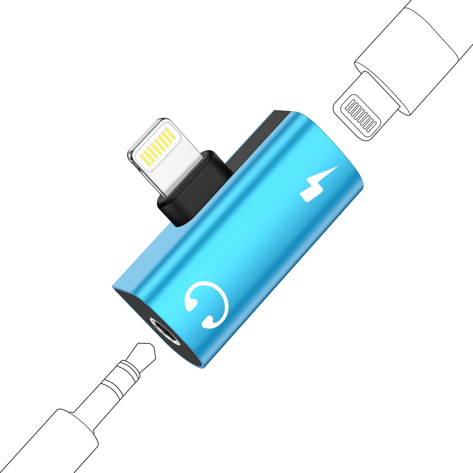 ライトニングイヤホン変換 2in1 MFi認証 Lightning-3.5mm変換アダプター 急速充電+音楽同時 Hi-Fi音質/超小型/合金製 イヤホン・ヘッドホンアダプター ライトニングオーディオイヤホンジャック二股ケーブルiPhone/iPad対応 aux変換|iPhone14/13/12/11/SE/XS/XR対応(青色)