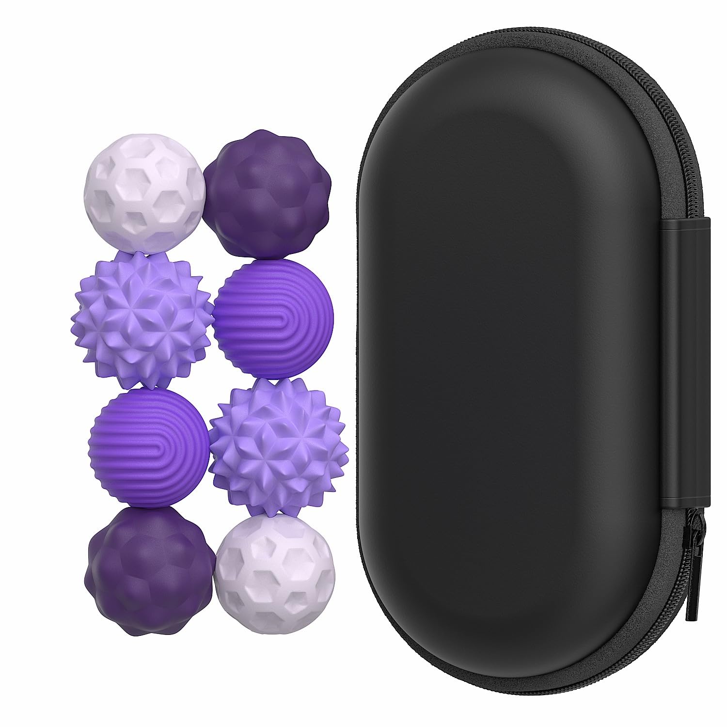 Magnetic Sensory Fidget Balls, Silicone Stress Relief Toys for Adults & Teens with Autism, ADHD, Anxiety, Quiet Executive Desk Fidget Magnets for Office, Fun Textures Roller Travel Toys (Purple, 8PCS)