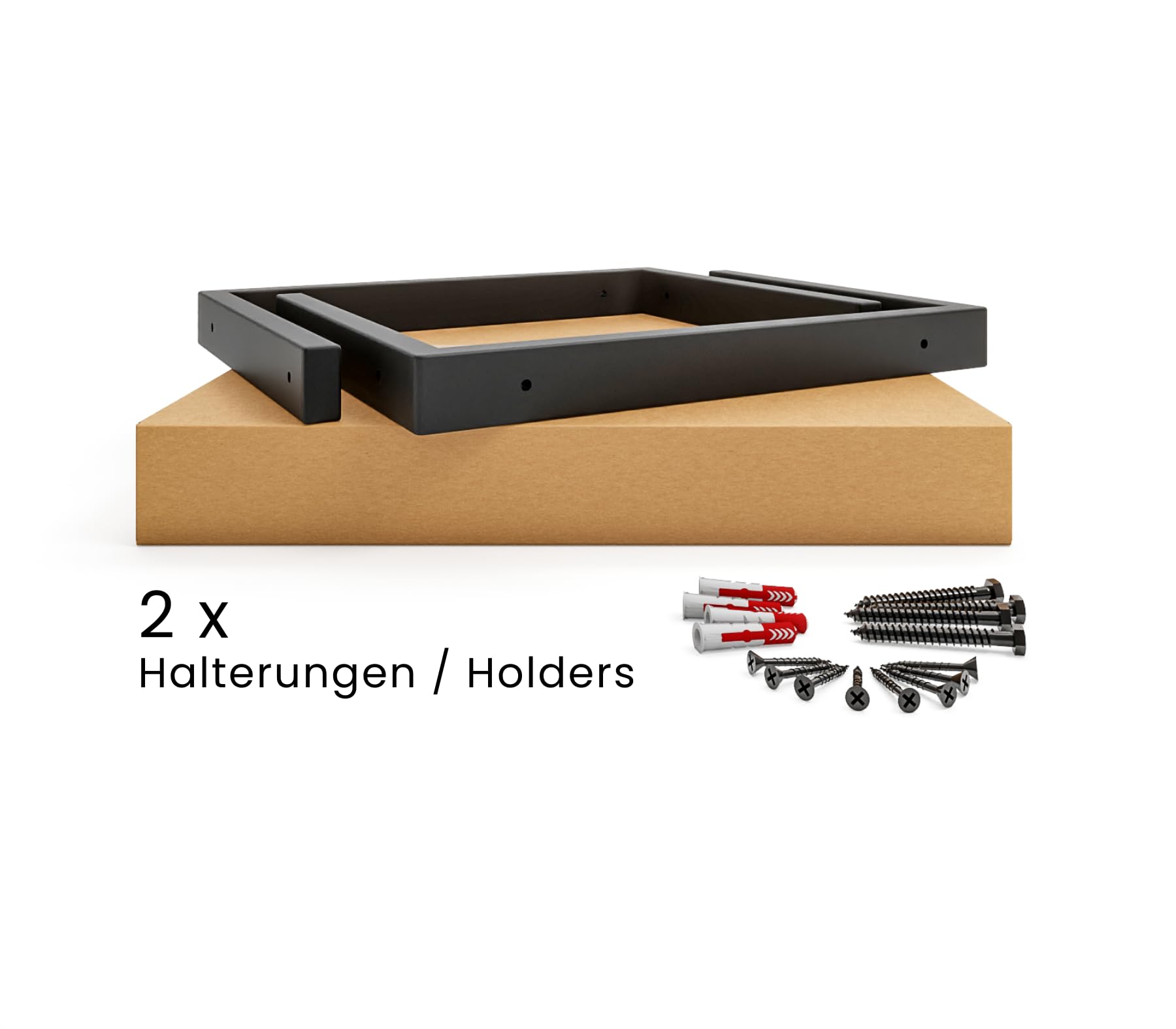 HEVVA 2er-Set Doppelwaschtischhalterung - LAHN - 2 Ebenen (30 cm, Schwarz) | Waschtischhalterung, Waschtischbefestigung, Halterung Waschtischplatte, Wandkonsole für Aufsatzwaschbecken, Waschtischkonsole
