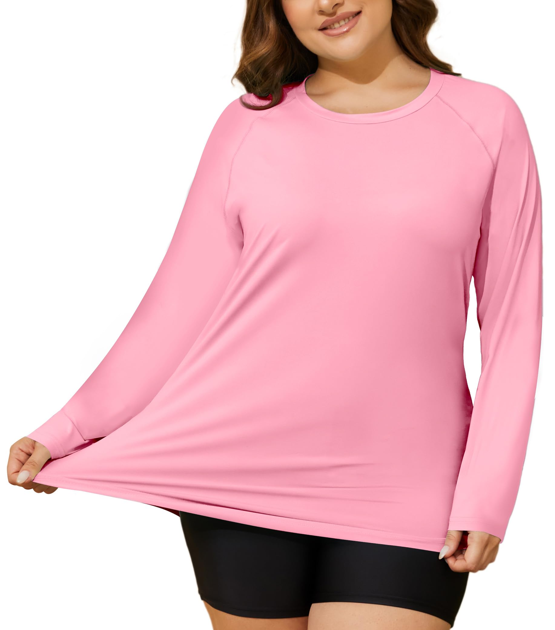 COOTRY Women's Plus Size Sun Shirts UPF 50+ UV Protection Long Sleeve Rash Guard Quick Dry Workout Hiking Fishing Swim Shirt