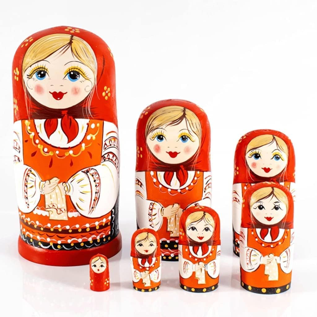 Nesting Doll Russian Matryoshka Set of 7 Pieces Doll Cartoon Cute Toy Matryoshka Doll Stacking Doll