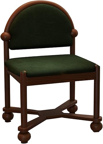 Miniatura 23 de JKGHK Wooden Dining Chairs, Home Dining Room Kitchen Chairs, Fabric Upholstered Kitchen Side Chair, Retro Curved Backrest Living Room Chair for